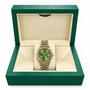 Two-Tone Silver & Gold Analog Wristwatch with Green Dial RLX333