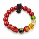 Red Beaded Lucky Charm Bracelet with Multicolor Decorative Beads – Unisex S345