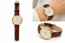 Classic Gold Tone Chronograph Style Wrist Watch QW33