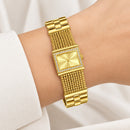 Women's Luxury Gold Tone Rectangular Dial Watch WR55