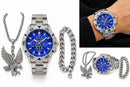 Men's Silver-Tone Watch & Jewelry Gift Set UDF55