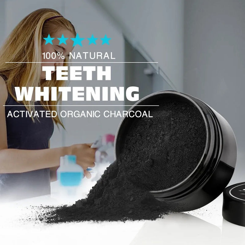 Natural Bamboo Charcoal Teeth Whitening Powder Set Strong Formula Whiten Tooth Powder with Toothbrush for Oral Hygiene Cleaning - Tuzzut.com Qatar Online Shopping