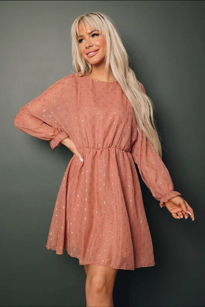 Womens Rose Gold Chiffon Dress 10268 Womens Rose Gold Chiffon Dress 10268