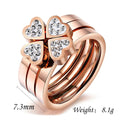 Gorgeous Three Ring Set For Women High Quality Stainless Steel three colors Crystal Clover Ring With crystals - Tuzzut.com Qatar Online Shopping