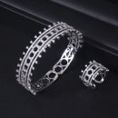 Luxury Brand Women's Wedding bangle with ring and earring jewelry set fine Beads jewelry - Tuzzut.com Qatar Online Shopping