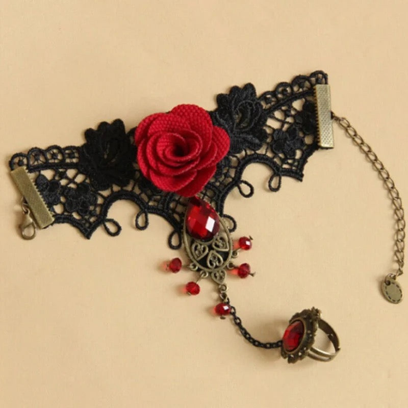 Rose Bracelets Steampunk Gothic Style Lace Bracelet Vampire Black Cosplay Costume Prop Ladies Bangles Jewelry - Tuzzut.com Qatar Online Shopping