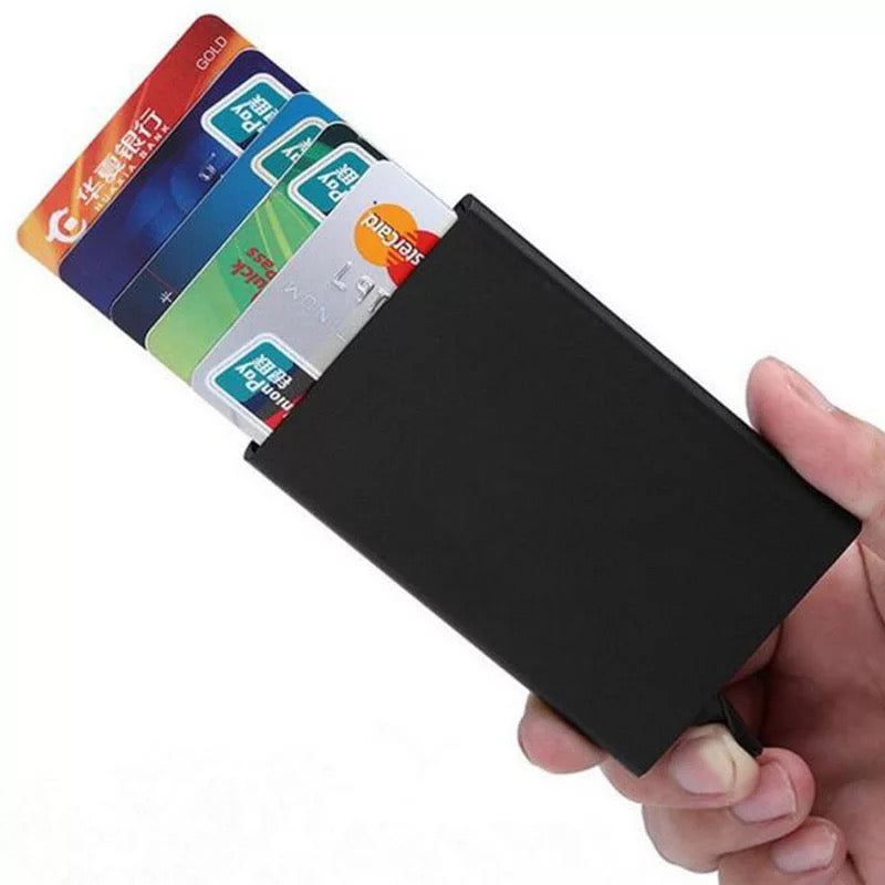 Anti-theft ID Credit Card Holder Minimalist Porte Carte Thin Aluminium Metal Wallets Pocket Case Bank Women Men Credit Card Box - Tuzzut.com Qatar Online Shopping