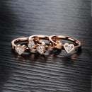 Gorgeous Three Ring Set For Women High Quality Stainless Steel three colors Crystal Clover Ring With crystals - Tuzzut.com Qatar Online Shopping