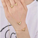 Women Fashion Necklace set V Letter - X4027309 - Tuzzut.com Qatar Online Shopping
