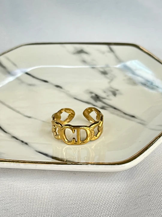 Classic Double Letter Ring CD44 - TUZZUT Qatar Online Shopping