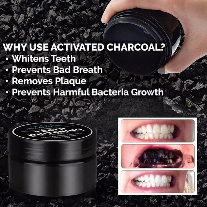 Natural Bamboo Charcoal Teeth Whitening Powder Set Strong Formula Whiten Tooth Powder with Toothbrush for Oral Hygiene Cleaning