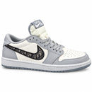 Unisex White & Grey Low-Top Sneakers DR123