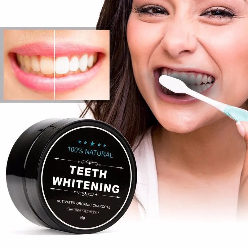 Natural Bamboo Charcoal Teeth Whitening Powder Set Strong Formula Whiten Tooth Powder with Toothbrush for Oral Hygiene Cleaning - Tuzzut.com Qatar Online Shopping