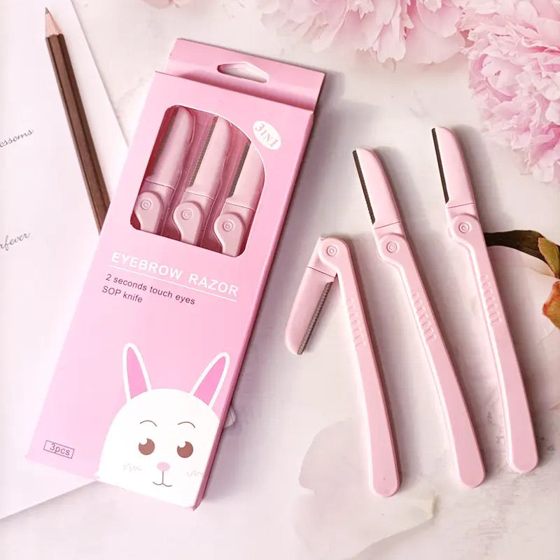 Cute Pink Bunny Eyebrow Knifes- Eyebrow Razor- 3pcs - Tuzzut.com Qatar Online Shopping
