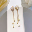 New Style Silver Needle Earrings High-end Flower Temperament Female Wild Earrings Korean Long Tassel Earrings Ladies - Tuzzut.com Qatar Online Shopping