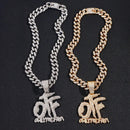 Bling Iced Out  OTF Letter Pendant Cuban Necklace for Women Men Shiny Rhinestone Zircon Tennis Chain Necklace Hip Hop Jewelry - Tuzzut.com Qatar Online Shopping