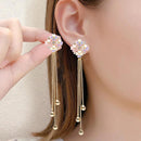 New Style Silver Needle Earrings High-end Flower Temperament Female Wild Earrings Korean Long Tassel Earrings Ladies - Tuzzut.com Qatar Online Shopping