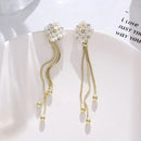 Long Tassel Earrings Women's Simple Golden Silver Color Earrings Party - Tuzzut.com Qatar Online Shopping