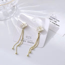 Long Tassel Earrings Women's Simple Golden Silver Color Earrings Party - Tuzzut.com Qatar Online Shopping