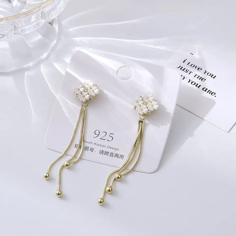 Long Tassel Earrings Women's Simple Golden Silver Color Earrings Party - Tuzzut.com Qatar Online Shopping
