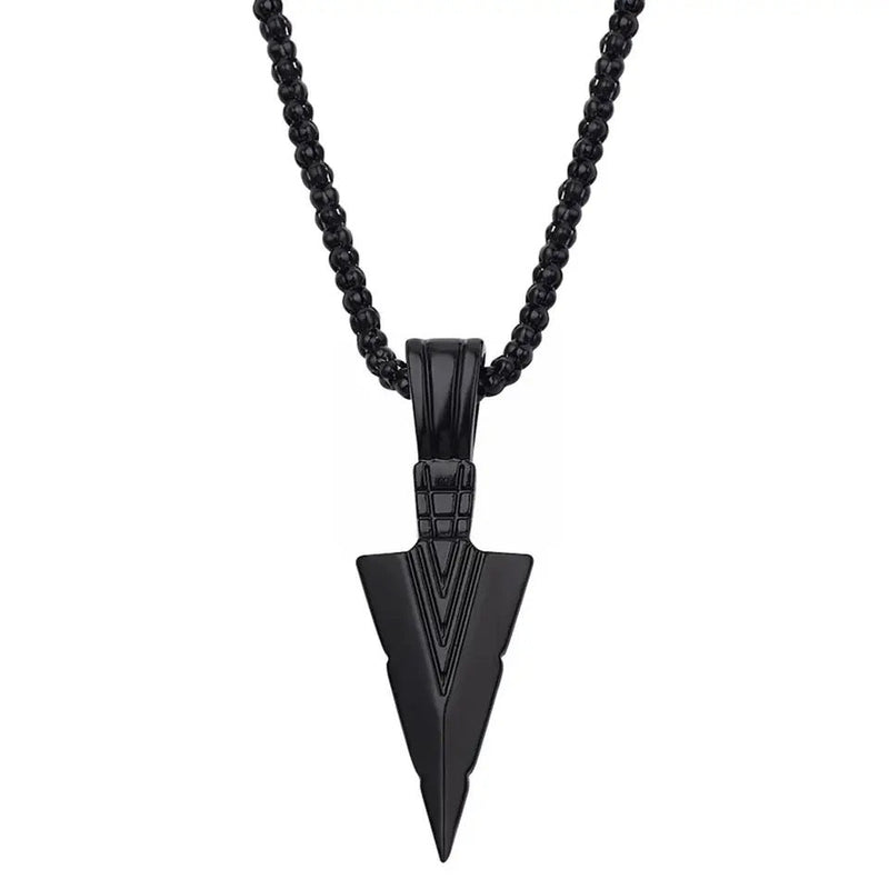 Men's Long Necklace Metale Triangle Shape Black Arrow Necklace Pendant Jewelry Chain For Men Hip Hop Party - Tuzzut.com Qatar Online Shopping