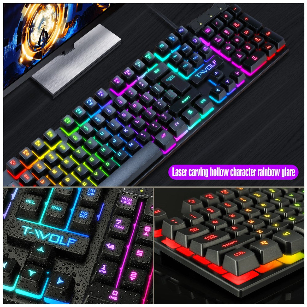 Thunder Wolf TF200 Gaming Wired USB Keyboard And Mouse Set -465239 Thunder Wolf TF200 Gaming Wired USB Keyboard And Mouse Set -465239