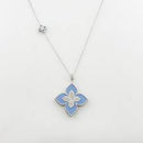 Elegant Silver and Blue Flower Pendant Necklace PN755
