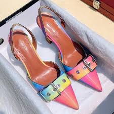 Pointed Toe Stitching Color Heel Sandal A98 Pointed Toe Stitching Color Heel Sandal A98