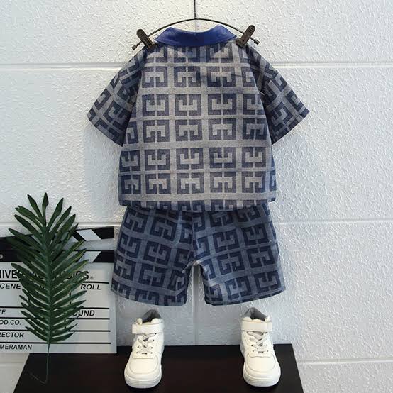 2 Pcs Kid's Fashion Shirt & Shorts Set S4595215