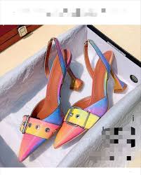 Pointed Toe Stitching Color Heel Sandal A98 - TUZZUT Qatar Online Shopping