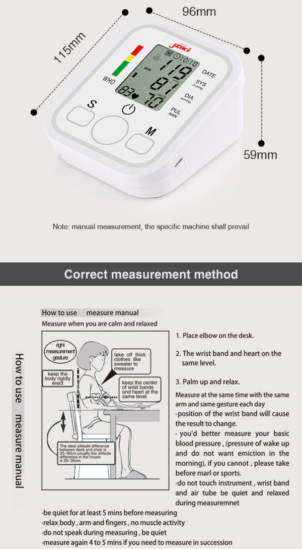 Automatic Upper Arm Blood Pressure Monitor With LCD Digital Display