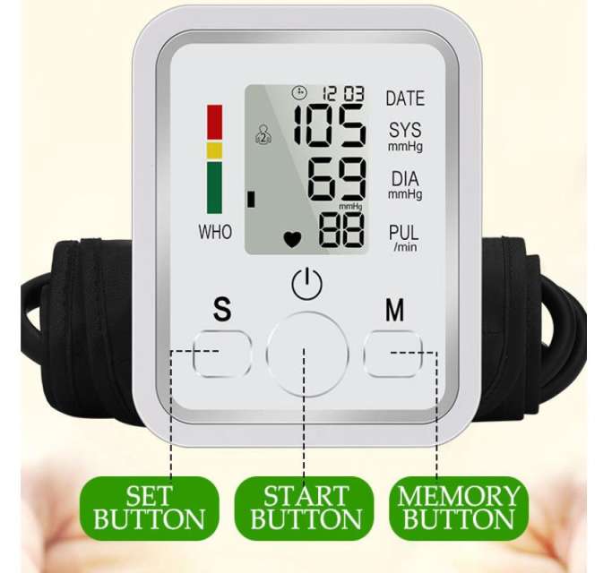 Automatic Upper Arm Blood Pressure Monitor With LCD Digital Display