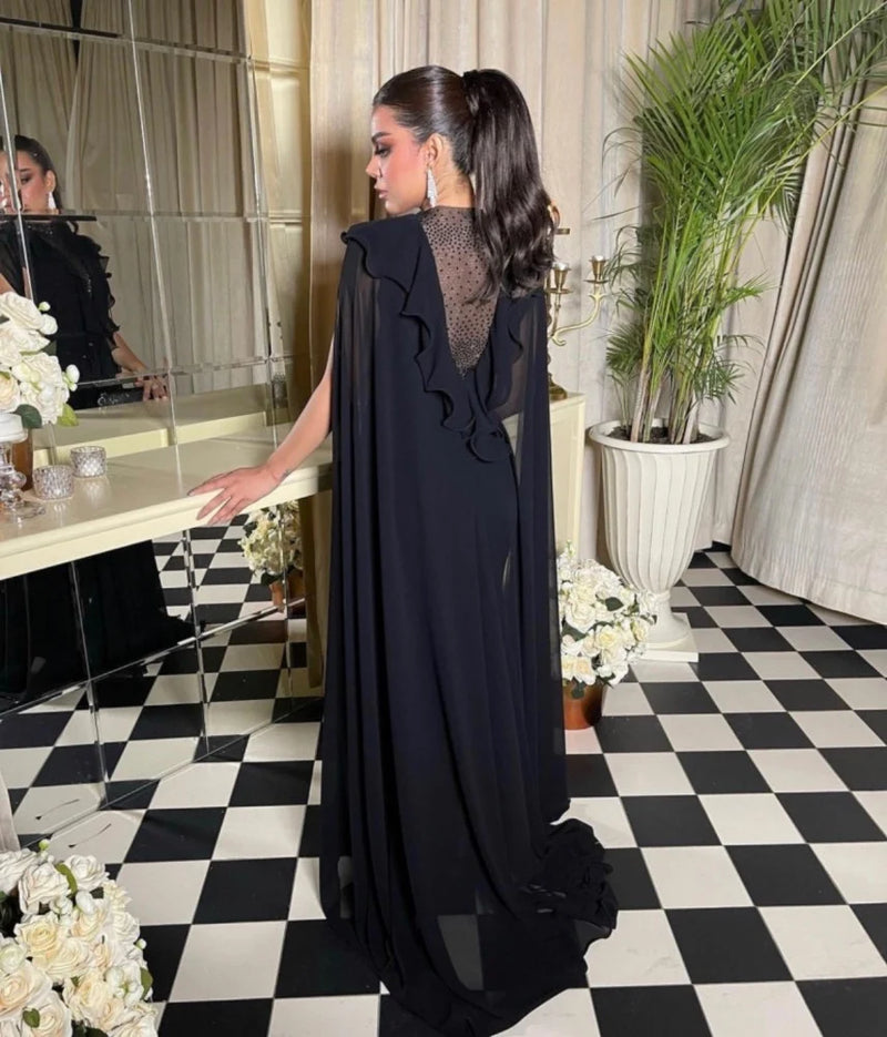 Black Silk Chiffon Prom Dress XL X5030476 - TUZZUT Qatar Online Shopping