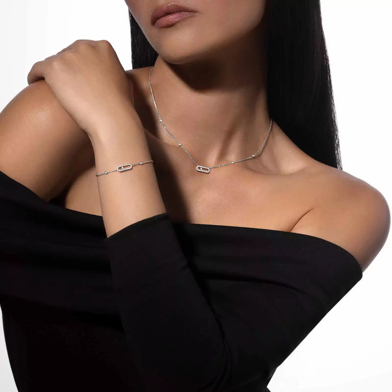 White Gold Diamond Necklace S507316941 - TUZZUT Qatar Online Shopping