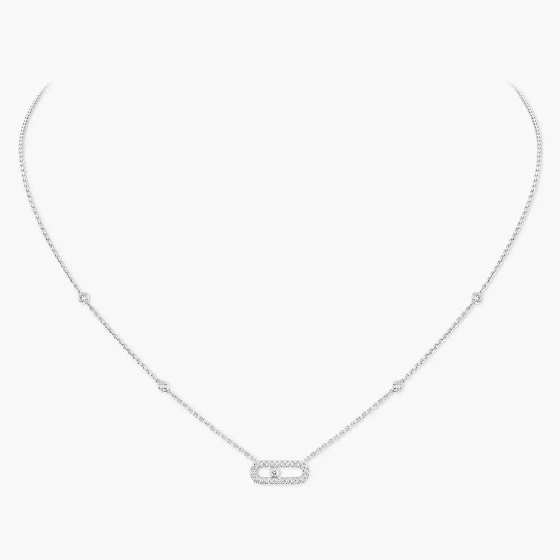 White Gold Diamond Necklace S507316941 - TUZZUT Qatar Online Shopping