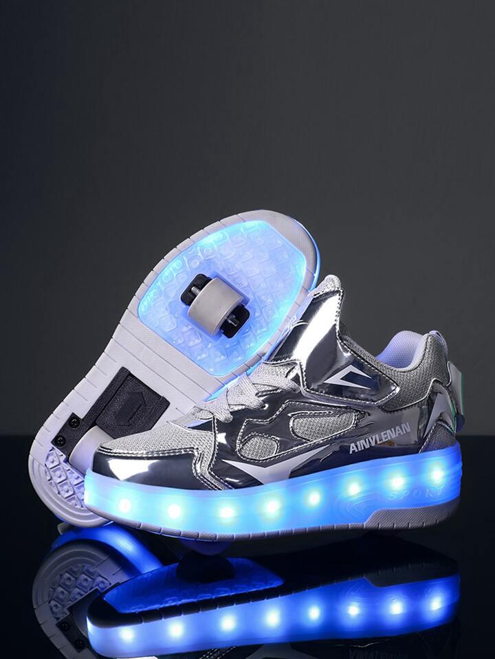 Roller Shoes USB Charge Girls Boys Sneakers with Wheels LED Roller Skates Shoes S1593178 - TUZZUT Qatar Online Shopping