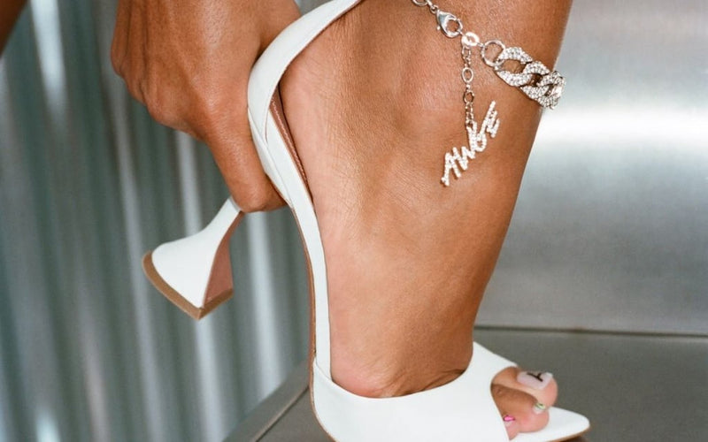 White Leather Narrow Ankle Silver Chain Heels 2021 - TUZZUT Qatar Online Shopping