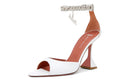 White Leather Narrow Ankle Silver Chain Heels 2021 - TUZZUT Qatar Online Shopping