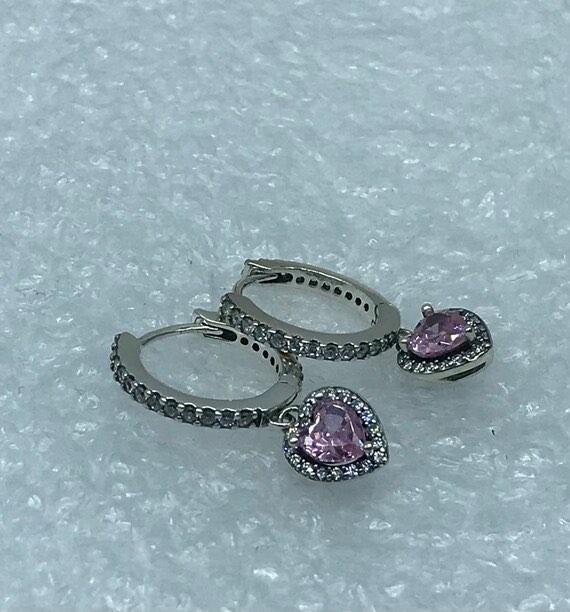Sparkling Halo Heart Hoop Earrings HE1500 Sparkling Halo Heart Hoop Earrings HE1500