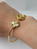 Gold Flower Cuff Bangle DN2071 - TUZZUT Qatar Online Shopping