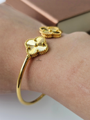 Gold Flower Cuff Bangle DN2071 - TUZZUT Qatar Online Shopping