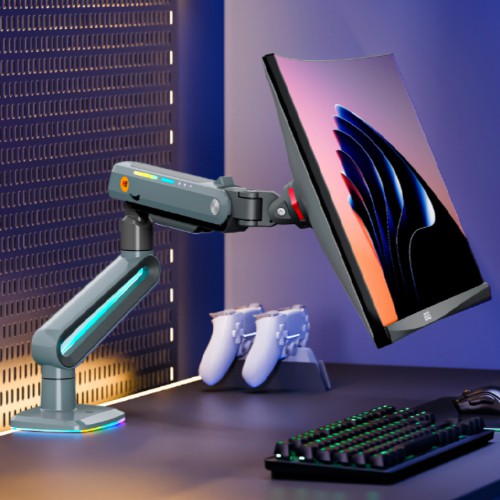 North Bayou NB V7 RGB Gaming Monitor Arm Lake Blue  - Fits Most 32"-60" Screen | Weight Capacity 20kg | Height Adjustable 490mm - TUZZUT Qatar Online Shopping