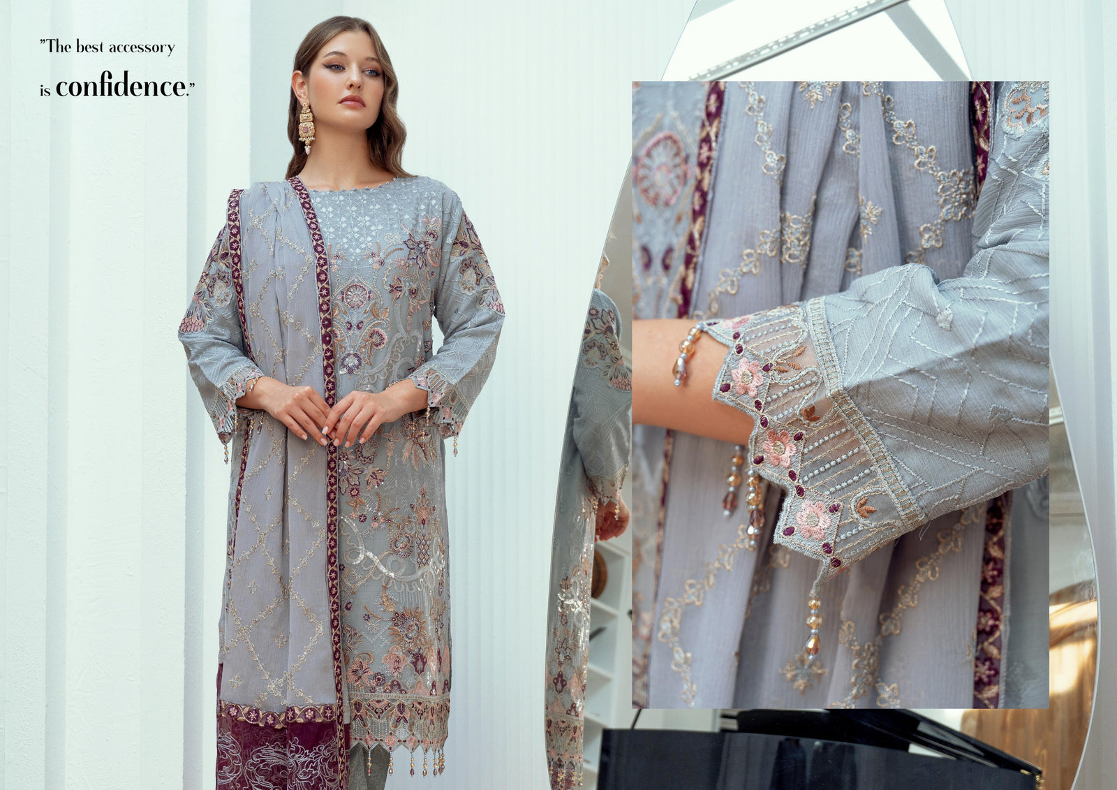 BINT-E-NOOR Mehrima CHIFFON Luxury Collection | Embroidered Readymade Stitched Party wear | CH-02 BINT-E-NOOR Mehrima CHIFFON Luxury Collection | Embroidered Readymade Stitched Party wear | CH-02