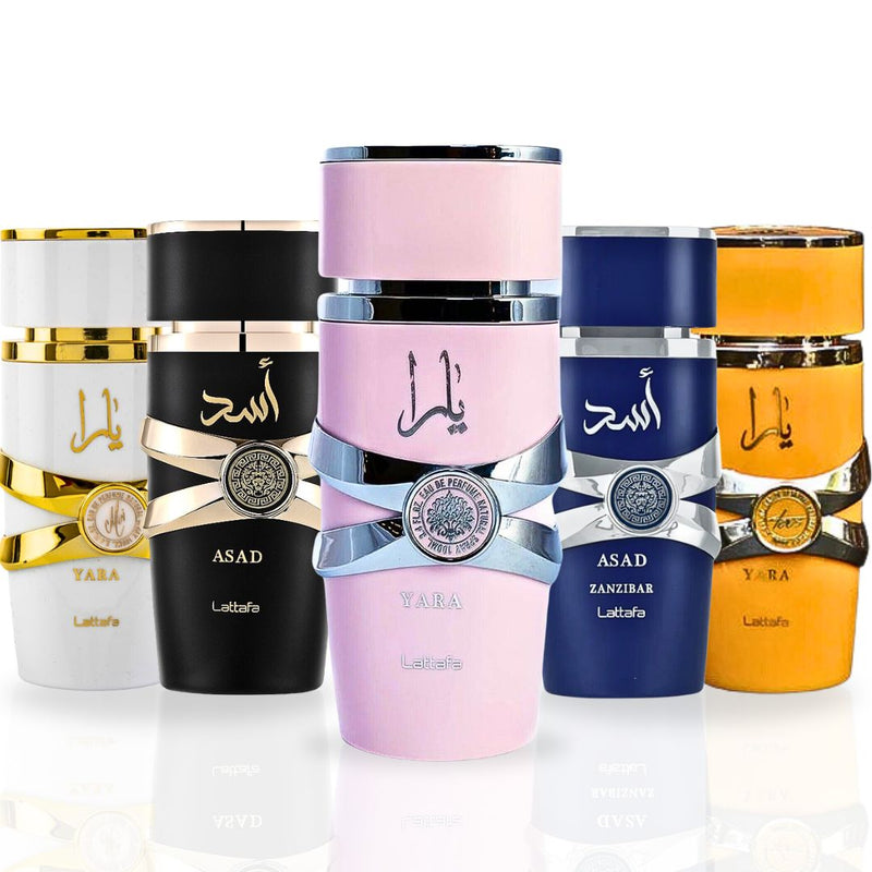 Yara Collection 5 Piece Set - Yara, Yara Moi, Yara Tous, Asad, Asad Zanzibar - EDP Sprays 100ml By Lattafa - TUZZUT Qatar Online Shopping