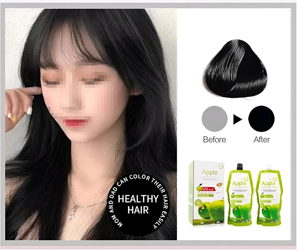Apple 72 Natural Black Hair Dye Ammonnia Free Hair Colour Cream (500ml* 2) Pack Apple 72 Natural Black Hair Dye Ammonnia Free Hair Colour Cream (500ml* 2) Pack