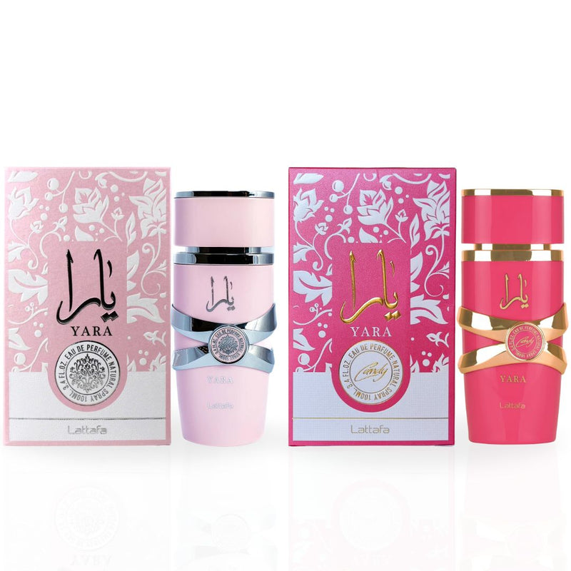 Yara & Yara Candy EDP Sprays 100ml By Lattafa  | A Playful, Fruity Floral Bundle With A Warm, Creamy Finish (EXQUISITE BUNDLE) - TUZZUT Qatar Online Shopping