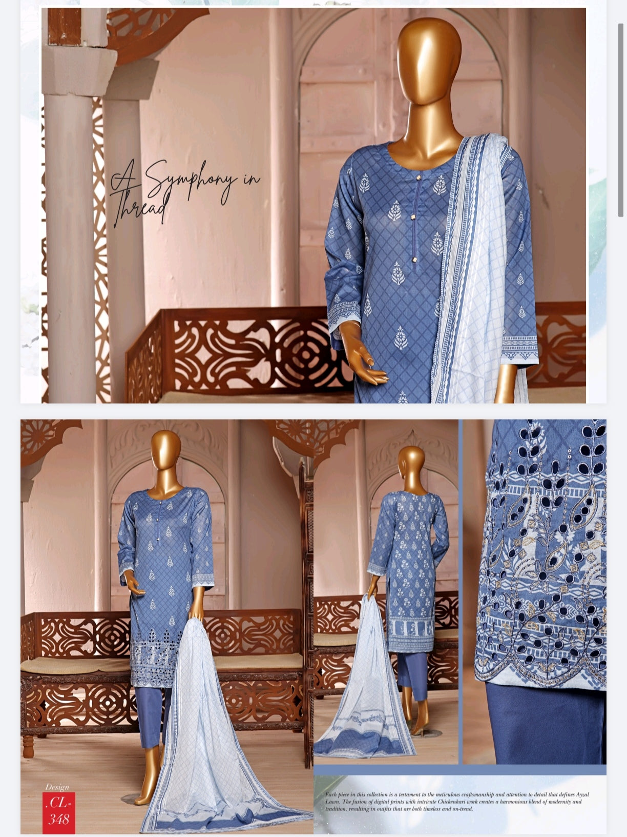 Ayzal 3 PIECE - DIGITAL PRINTED CHIKANKARI LAWN Suit - CL348 Ayzal 3 PIECE - DIGITAL PRINTED CHIKANKARI LAWN Suit - CL348
