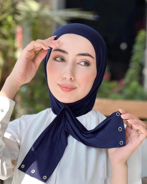 Kuwaiti Snap Button Lock Hijab Instant Scarf Kuwaiti Snap Button Lock Hijab Instant Scarf