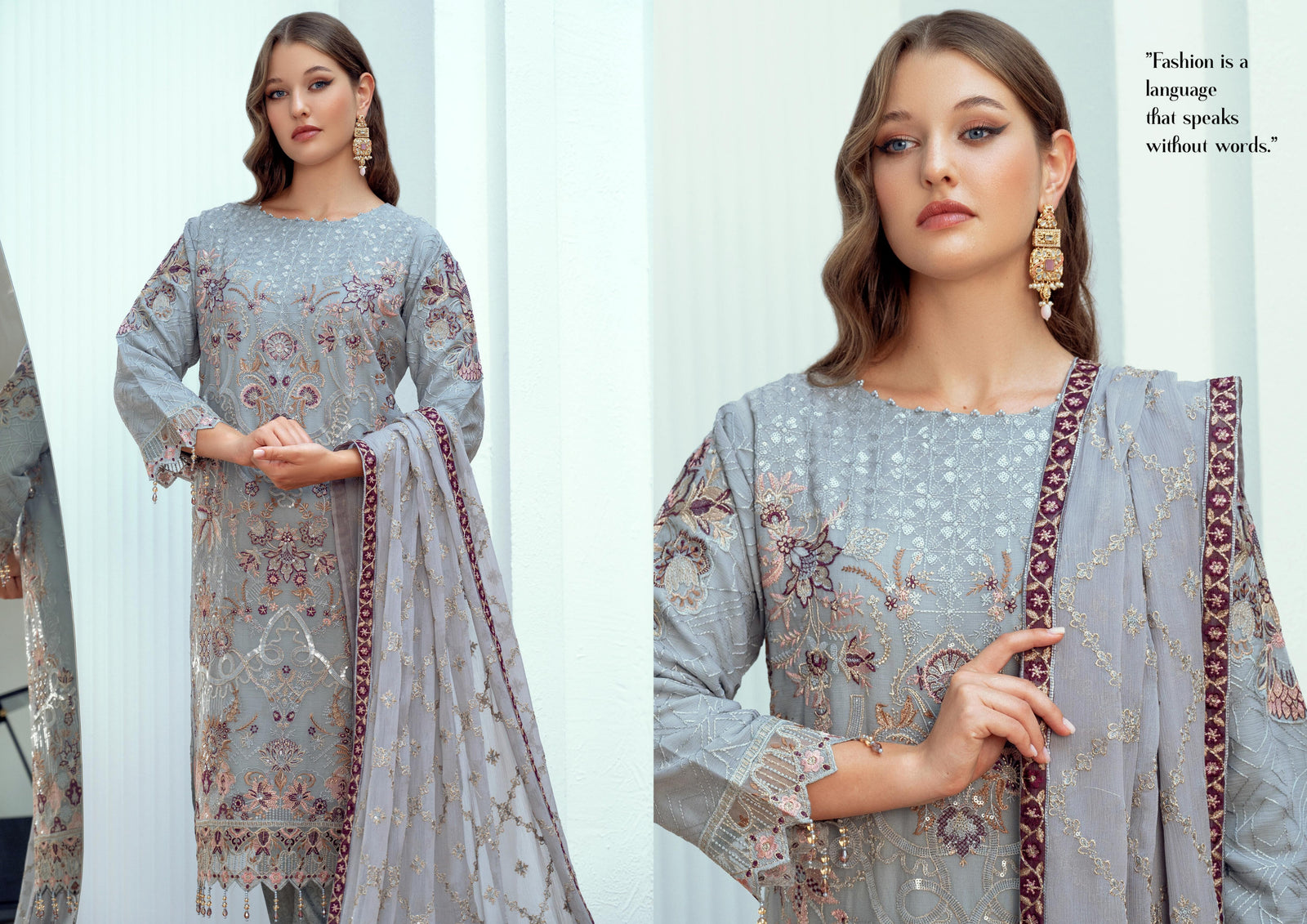 BINT-E-NOOR Mehrima CHIFFON Luxury Collection | Embroidered Readymade Stitched Party wear | CH-02 BINT-E-NOOR Mehrima CHIFFON Luxury Collection | Embroidered Readymade Stitched Party wear | CH-02