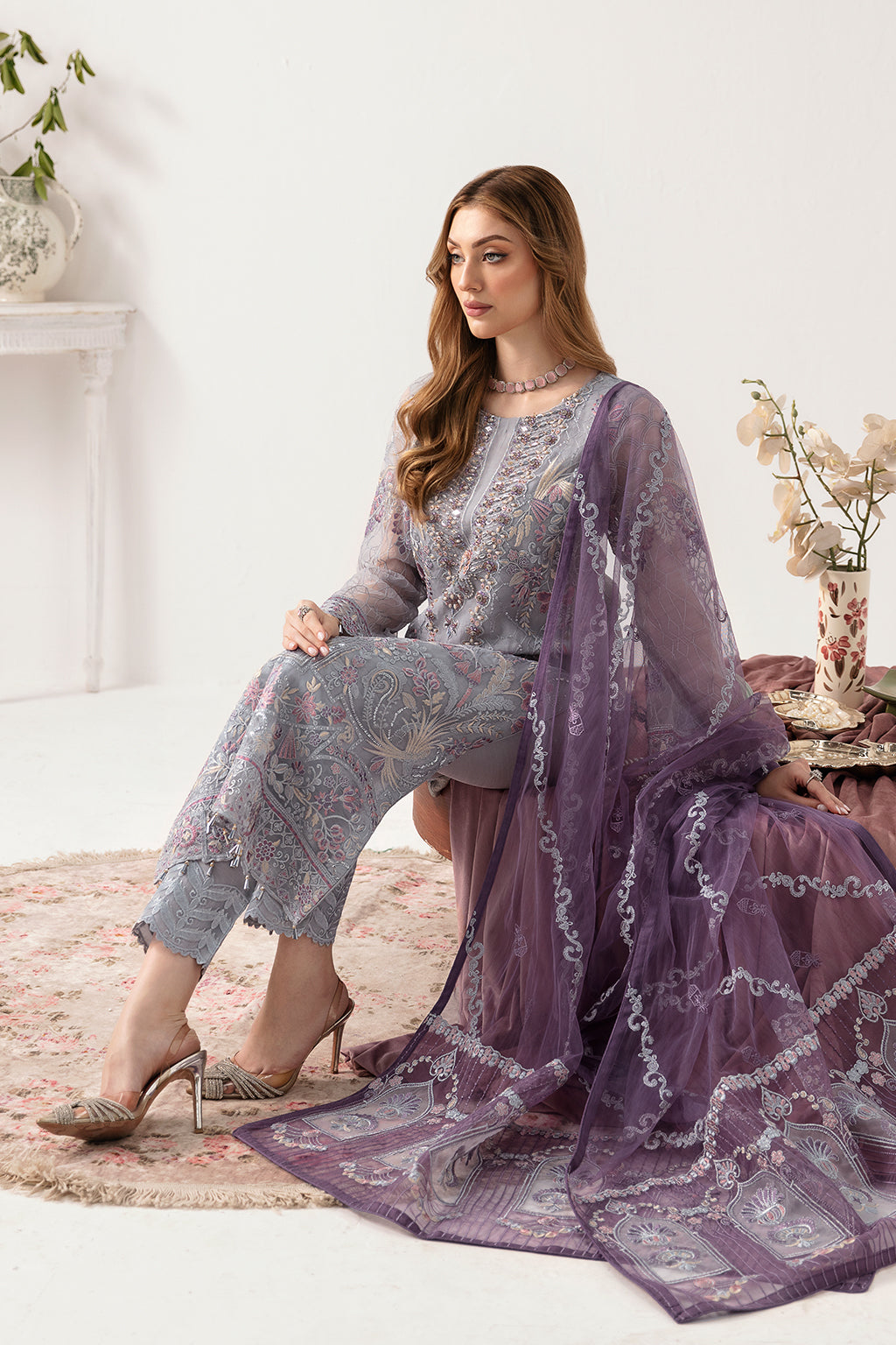 Minhal by Ramsha | Embroidered Organza Readymade Party wear | M-1104 Minhal by Ramsha | Embroidered Organza Readymade Party wear | M-1104